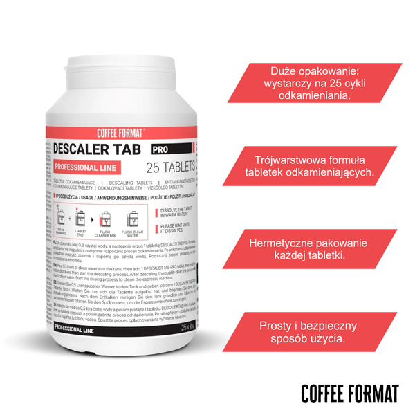Coffee Format Descaler Tab PRO 25x16g Tabletki odkamieniające do ekspresu - obrazek 3