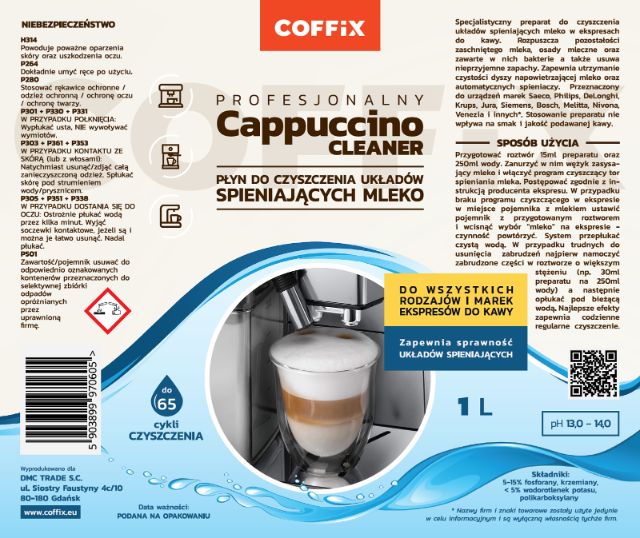 Płyn do czyszczenia toru mleka COFFIX Cappuccino Cleaner UNIWERSALNY 1L - obrazek 4