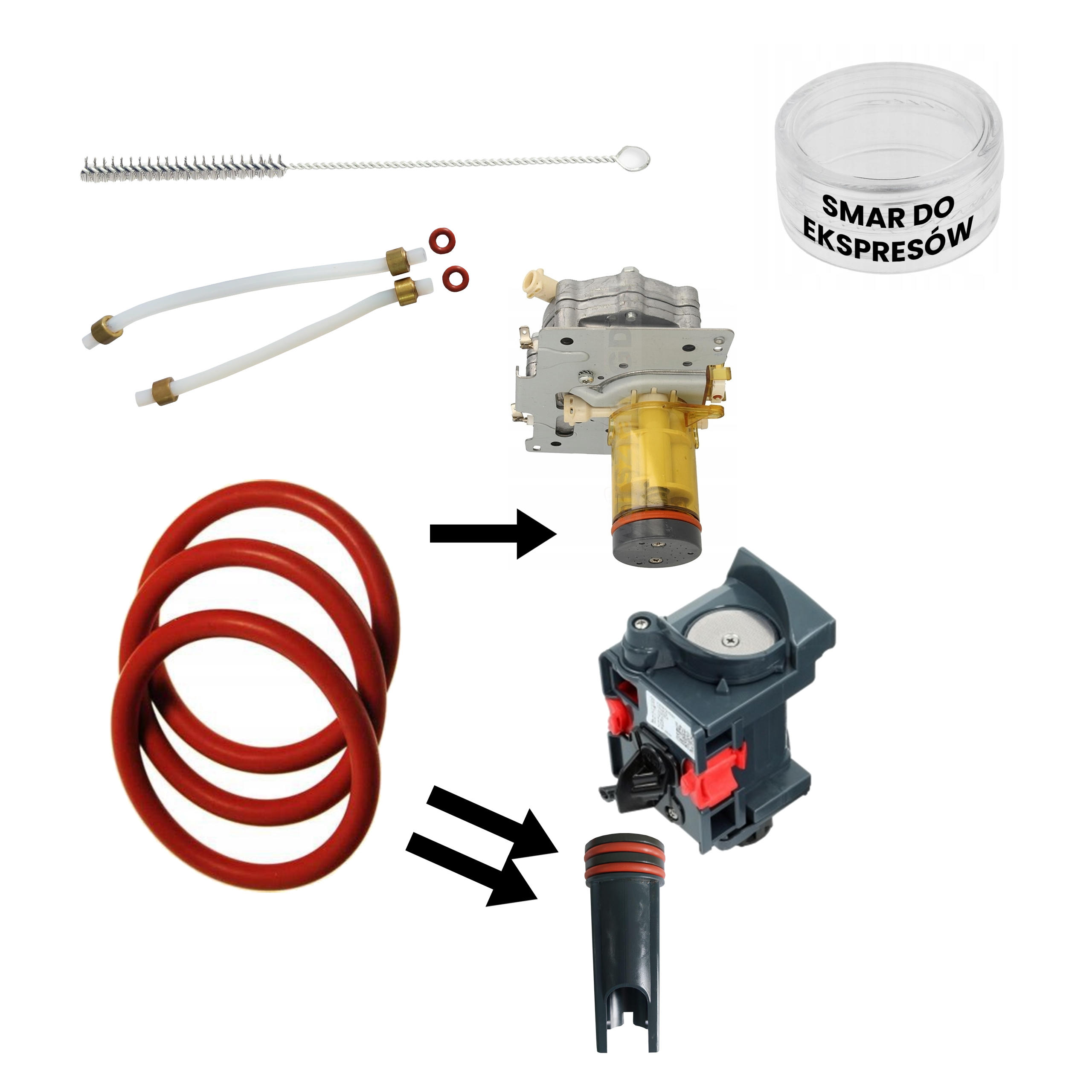USZCZELKI EKSPRESU DELONGHI + SMAR+ SZCZOTECZKA DO CZYSZCZENIE PRZEWODÓW