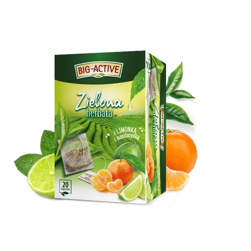 BIG ACTIVE Herbata zielona z limonką i mandarynką 20tb