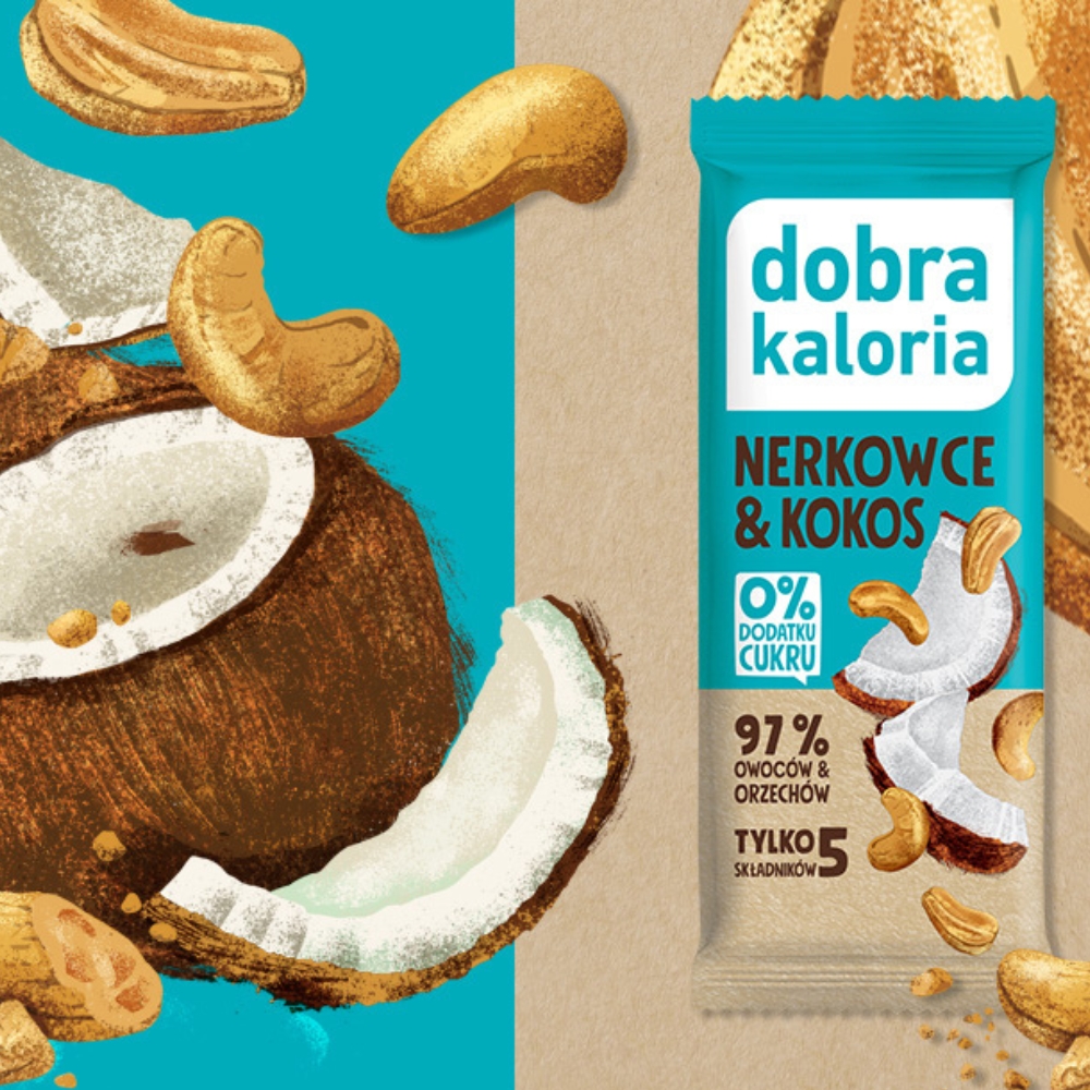 Baton owocowy nerkowce & kokos Dobra Kaloria 20szt - obrazek 2