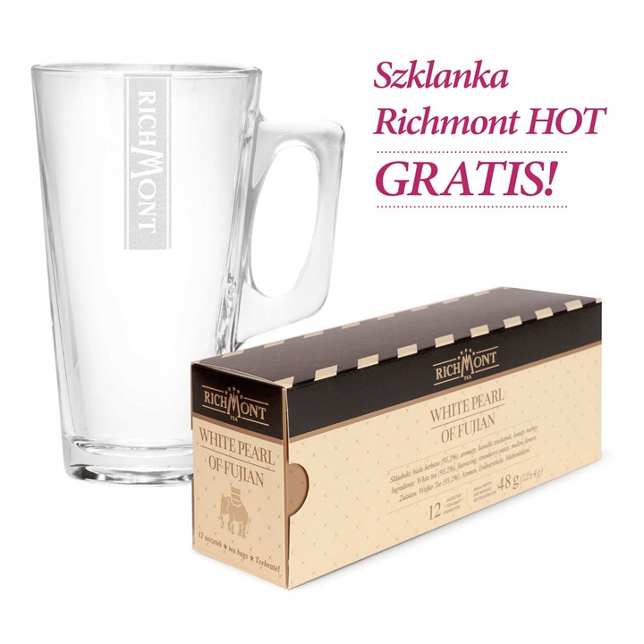 Herbata Richmont White Pearl of Fujian 12szt + SZKLANKA HOT
