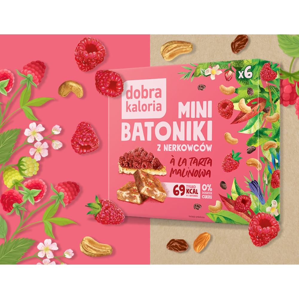 Mini batoniki z nerkowców a'la tarta malinowa Dobra Kaloria 6szt - obrazek 2