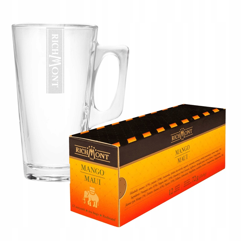 Herbata Richmont Mango Maui 12 saszetek + SZKLANKA HOT