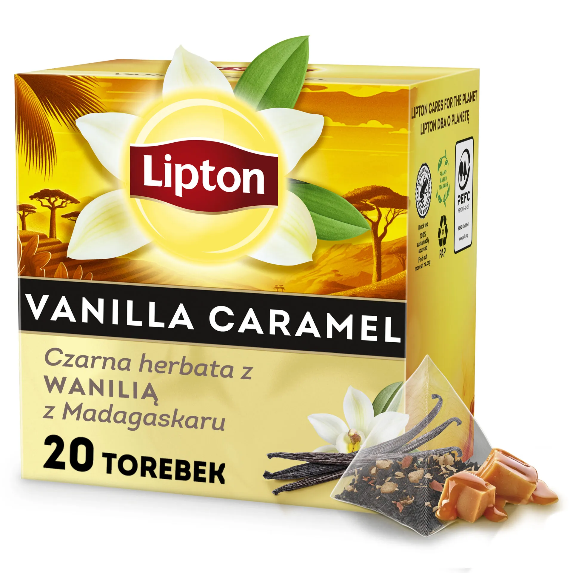 Herbata Lipton czarna vanilla carmel 20 saszetek