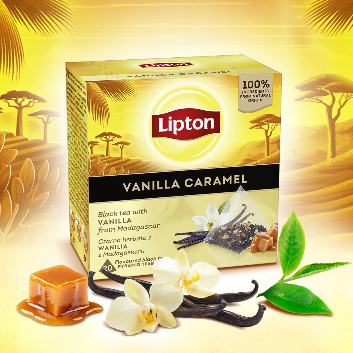 Herbata Lipton czarna vanilla carmel 20 saszetek - obrazek 4