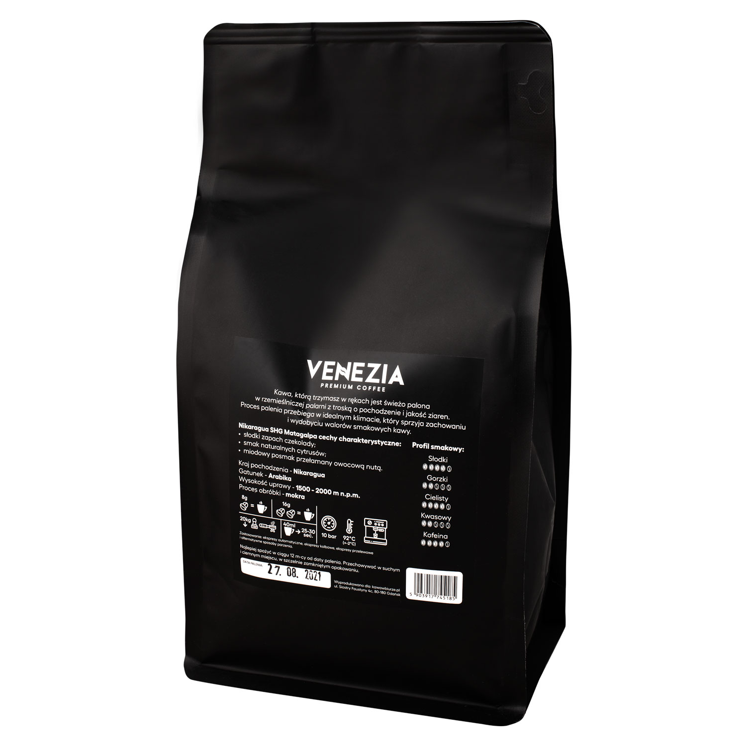 Kawa Ziarnista Venezia NIKARAGUA SHG MATAGALPA Świeżo Palona 2x500g - obrazek 3