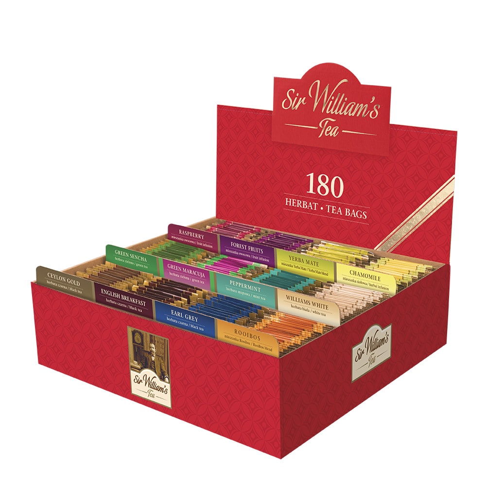 Tekturowy Prezenter z Herbatami Sir William's Tea 180szt