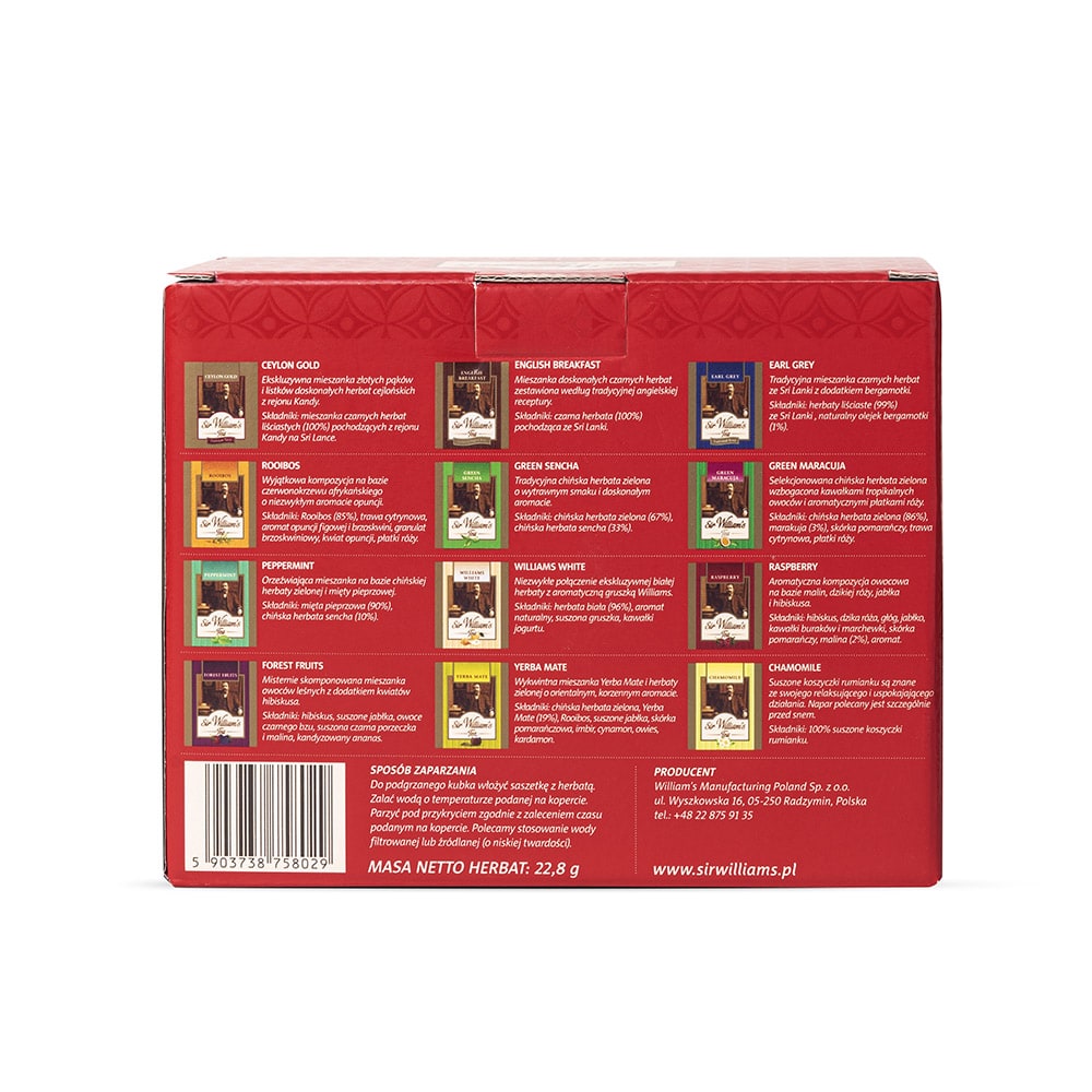 Tekturowy Prezenter z Herbatami Sir William's Tea 180szt - obrazek 4
