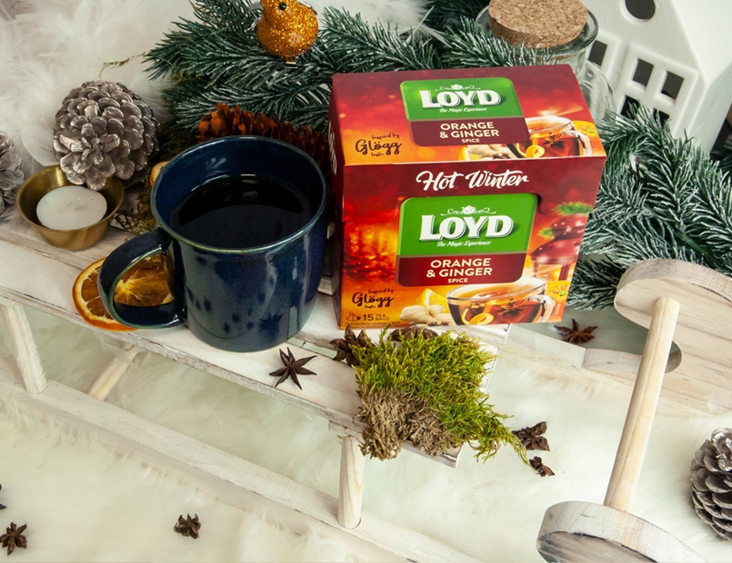 Herbata Loyd Hot Winter pomarańcz imbir piramidki 15tb - obrazek 2