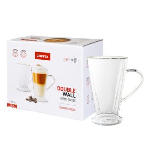 Szklanki termiczne z uchem do Latte Macchiato – COFFIX (2x385 ml)