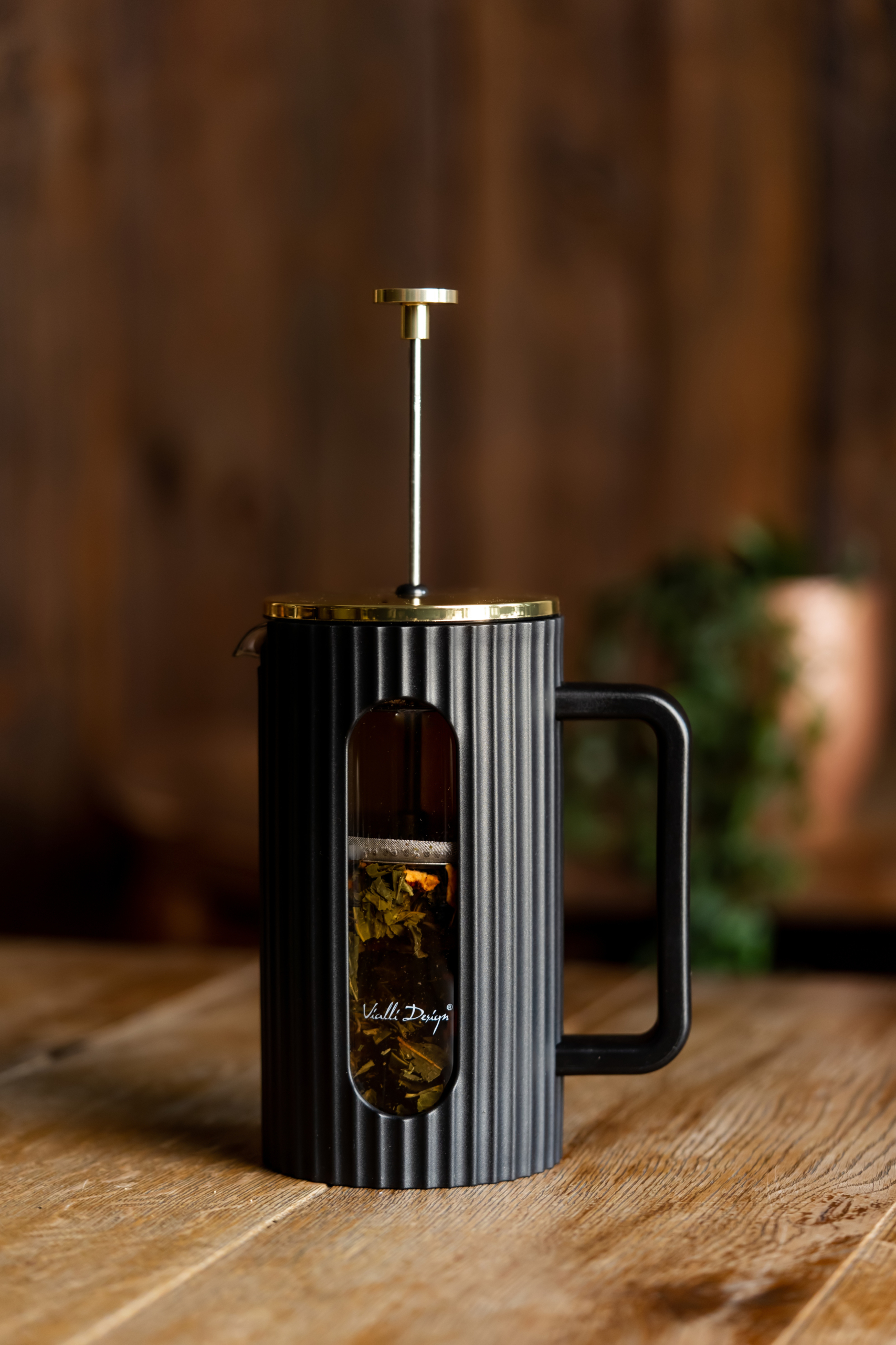 Zaparzacz do kawy i herbaty Złoto - Czarny Livio 1000ml - obrazek 4